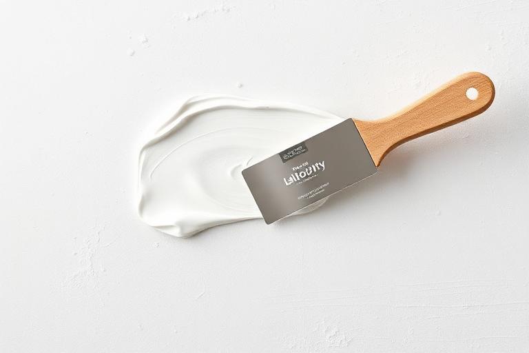 White wall putty smoothed onto a plastered wall with a blade
